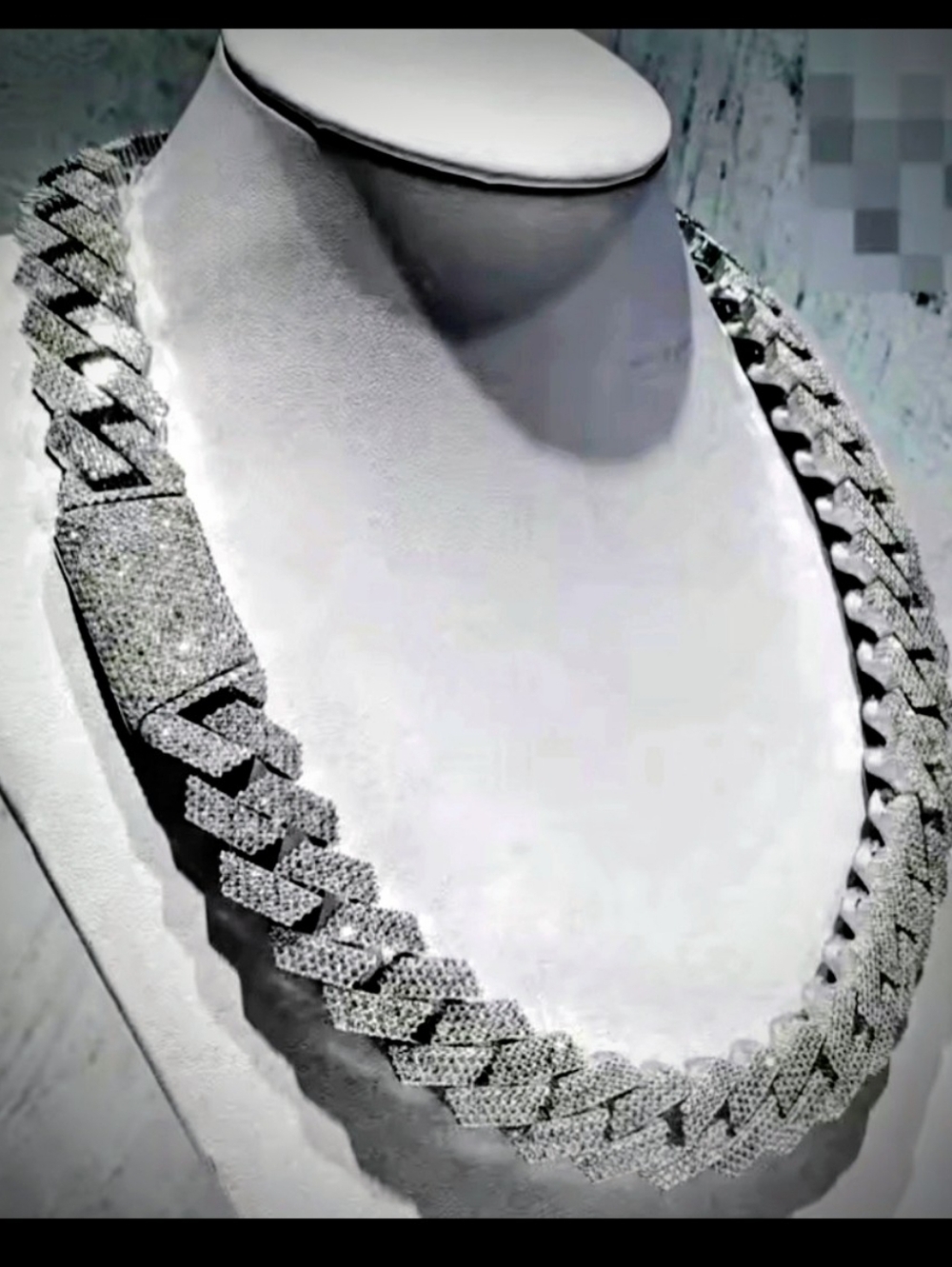 Pave Cuban Link Necklace in Silver Tone